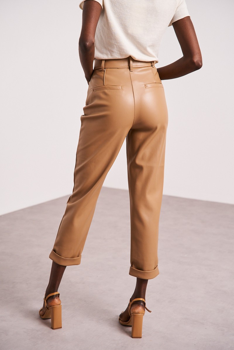 Beige 2025 leather trousers